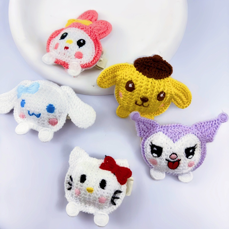 New cartoon children's hair clips, fully covered fabric side hair clips, back head hair clips and hairpins, cute cinnamon dog hair accessories full figure
