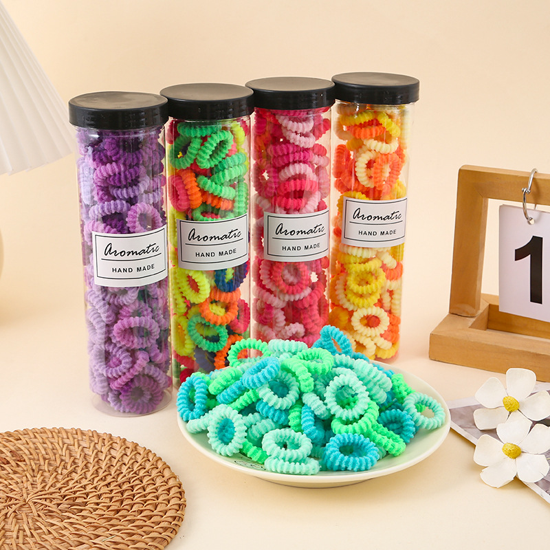 Bucket children's rubber bands, girls' braids, towel loops, girls' candy-colored thumb hair loops, no damage to hair, high-cut strings Specification drawing