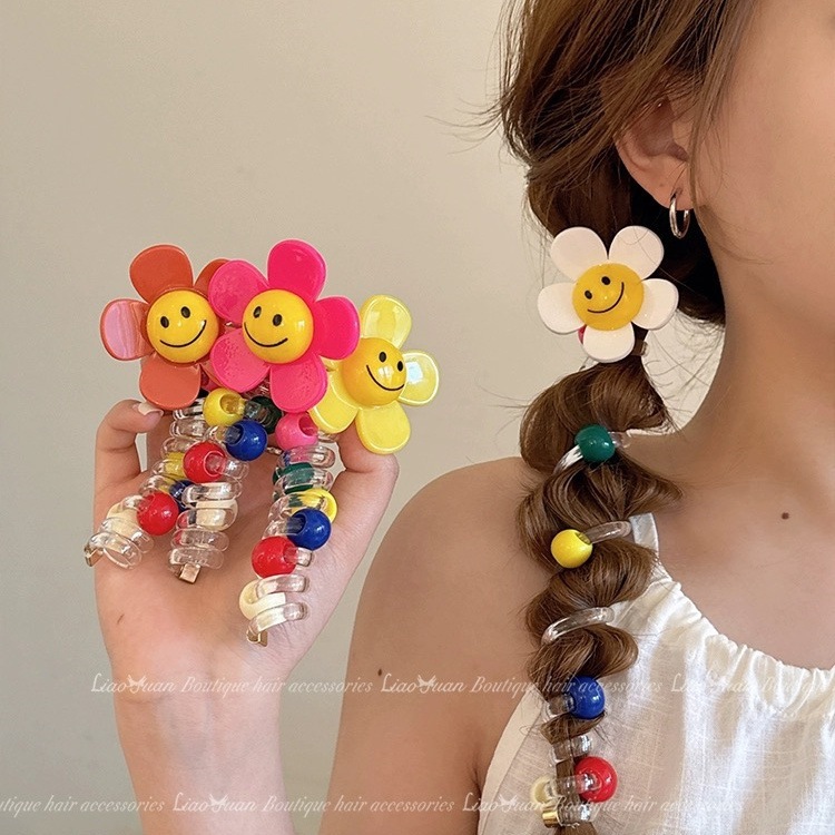 Sweet sunflower bubble braid hair braiding tool, ponytail hair tie 2024 new style, high-end telephone line hair band for women full figure