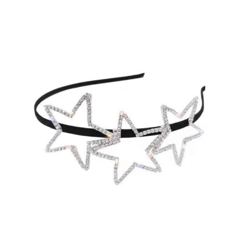 y2k~ Hollowed-out full diamond five-pointed star hairband for women, exquisite, simple, sweet and cool, popular online celebrity hairpin, versatile fine headband hair accessory Item Picture
