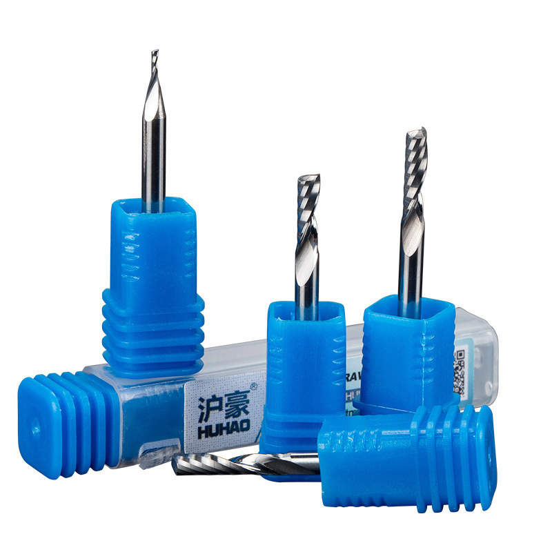 Huhao 3.175/4/6/8/10mm single-edge helical milling cutter, CNC acrylic cutting tool, tungsten steel engraving head Item Picture