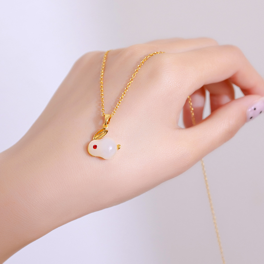 2023 New Style Rabbit Year simple Little rabbit titanium steel necklace, versatile and personalized for women, popular collarbone chain, high-end accessory Application Scenario