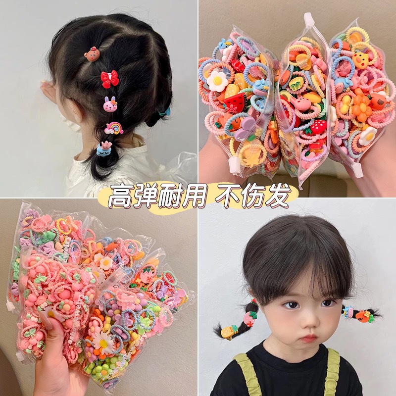Baby thumb hair band, children's rubber band, cute girls' hair accessory, hair tie rubber band, no hair damage, good elasticity, hair tie details Picture