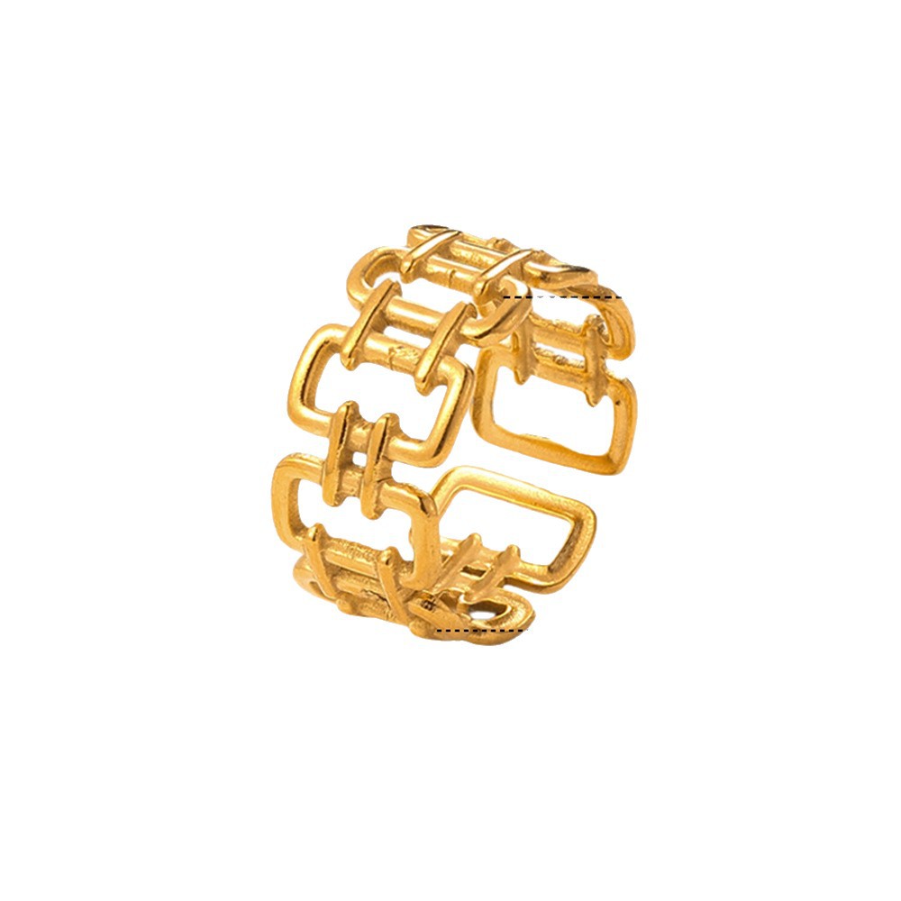 Wholesale of European and American fashionable stainless steel irregular-shaped rings for women, hip-hop style, non-fading geometric titanium steel rings Item Picture