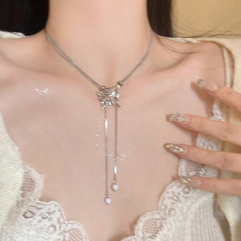 Multiple ways to wear ~ Butterfly tassel collarbone chain, a cold and cool style accessory for women on Instagram, a gentle and elegant internet-famous necklace Specification drawing