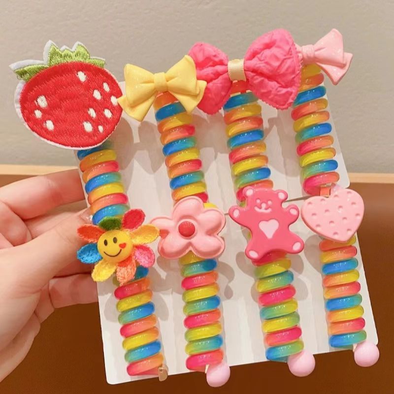 Children's curly phone cord hair tie, girls' high ponytail hair tie, durable, high elasticity, no damage to hair, new style hair tie hair accessory full figure