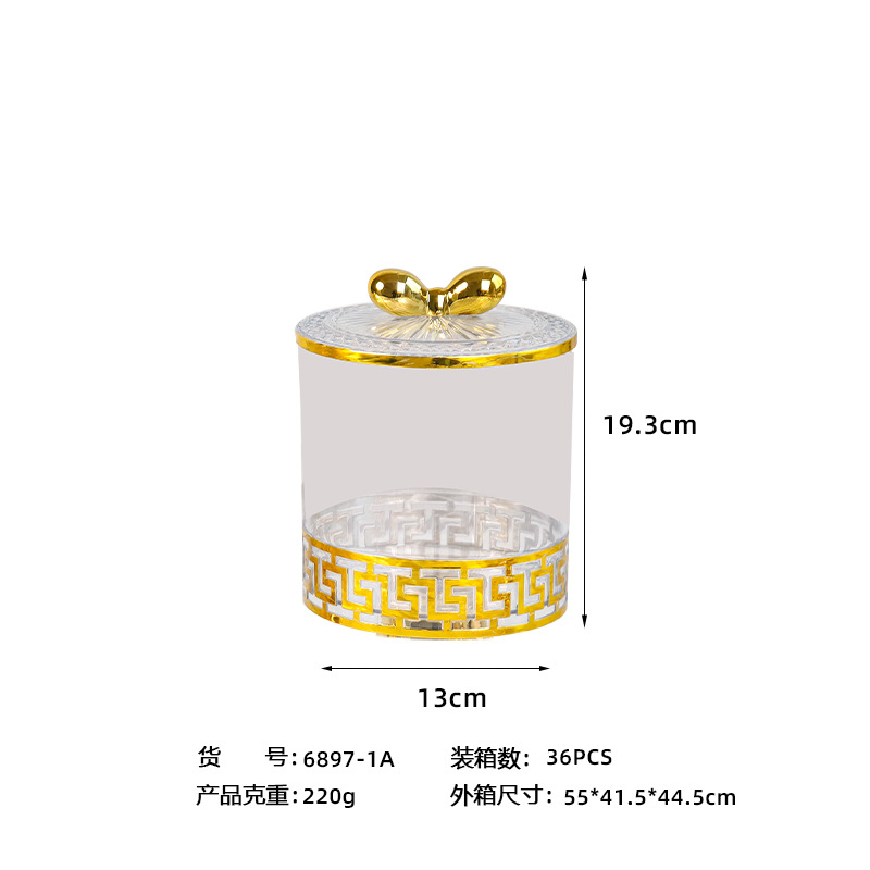 X10-6897-1A Cross-border merchant transparent European retro gold-plated candy jar, seasoning jar, nut jar, light luxury European jar, storage jar Application Scenario