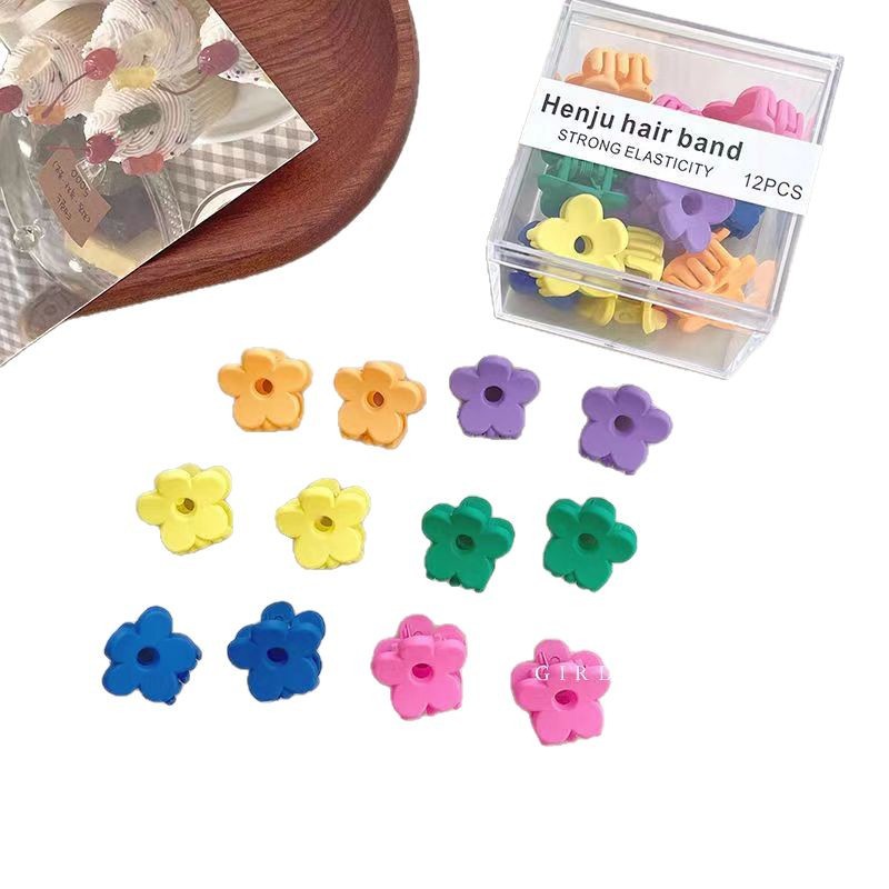 Colorful matte flower hair clips, summer broken hair, side bangs, forehead hair clips, top clips, grab clips, small clips, headwear Item Picture