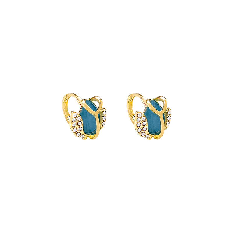 Tulip cat's eye stone flower earrings for women, 2025 new style, high-end and light luxury ear buckles, elegant and internet-famous earrings wholesale Item Picture