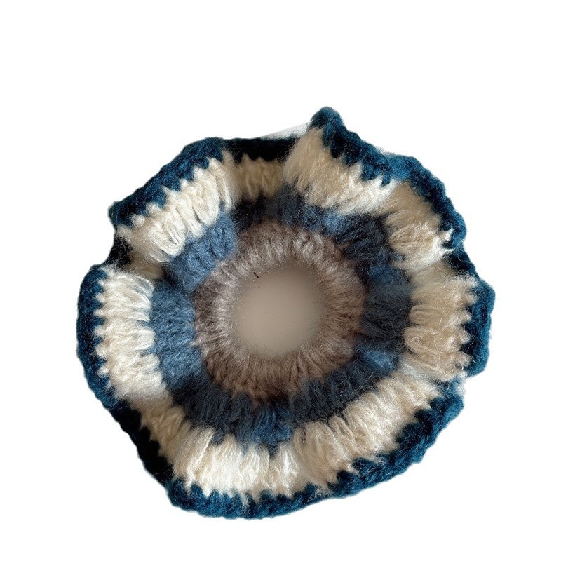 Autumn and winter handcrafted woolen pleated hair bands in rainbow colors, versatile and high-end hair accessories, simple hair ties, Korean-style headwear for women Item Picture