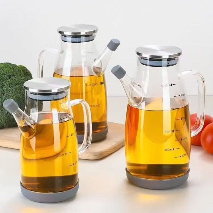 Kitchen high borosilicate glass oil flasks, household leak-proof bottles, soy sauce bottles, vinegar flasks, large and small seasoning oil cans full figure