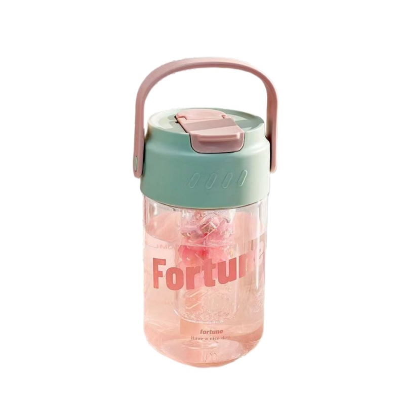 The new summer straw cup for girls, fruit tea with a filter, and the simple student plastic cup join hands to enhance the appearance level Item Picture
