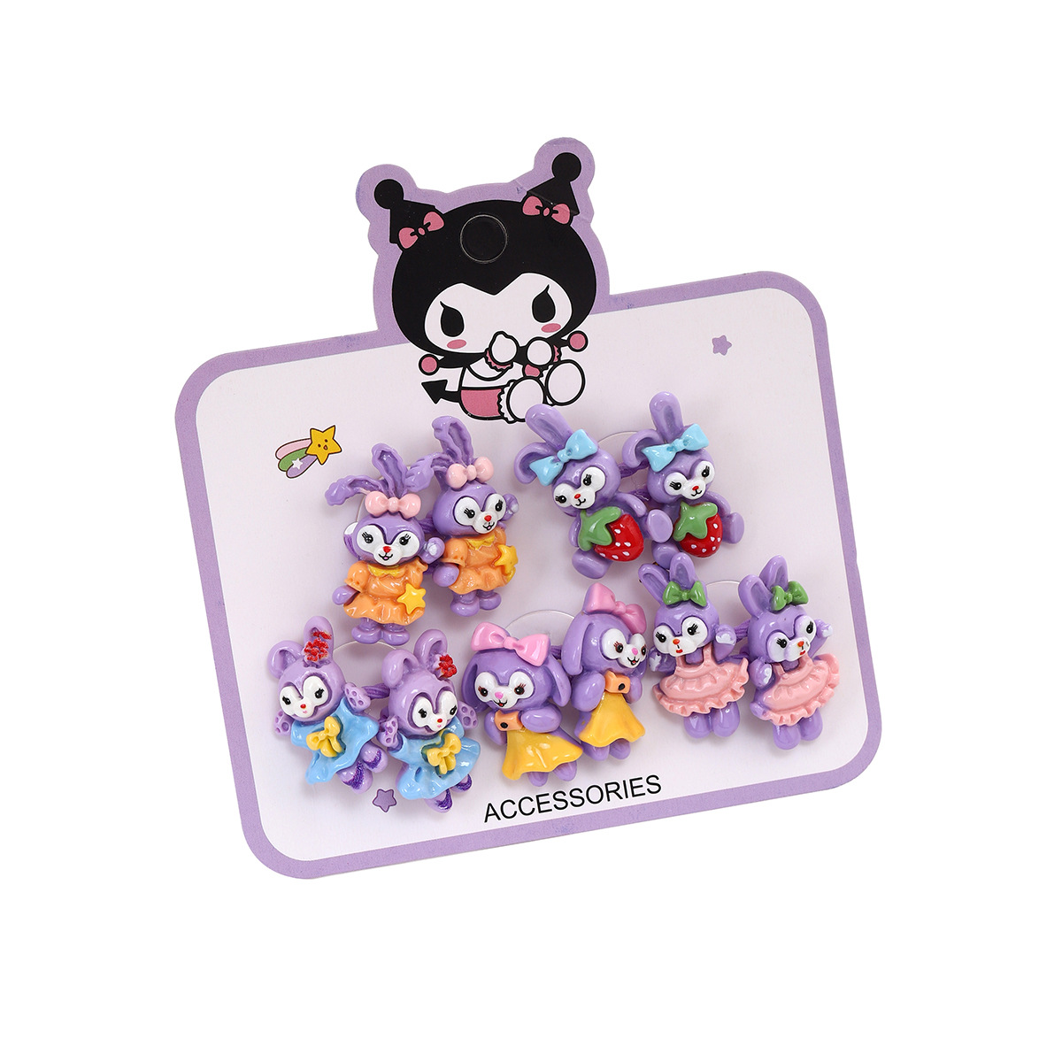 Cute cartoon children's hair band girl Kuromi Sanrio tied her hair into a bun with a rubber band that won't damage her hair baby hair accessory Item Picture