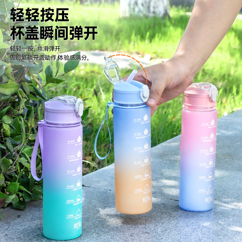 Wholesale and customization of new large-capacity portable student couple plastic water cups and dopamine plastic cups for summer details Picture