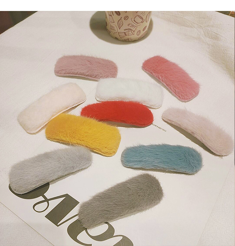 Japanese-style cute plush hair clips, bangs, side clips, headwear, water drop hair clips, elegant and trendy mink fleece BB clips, Chinese trend Specification drawing