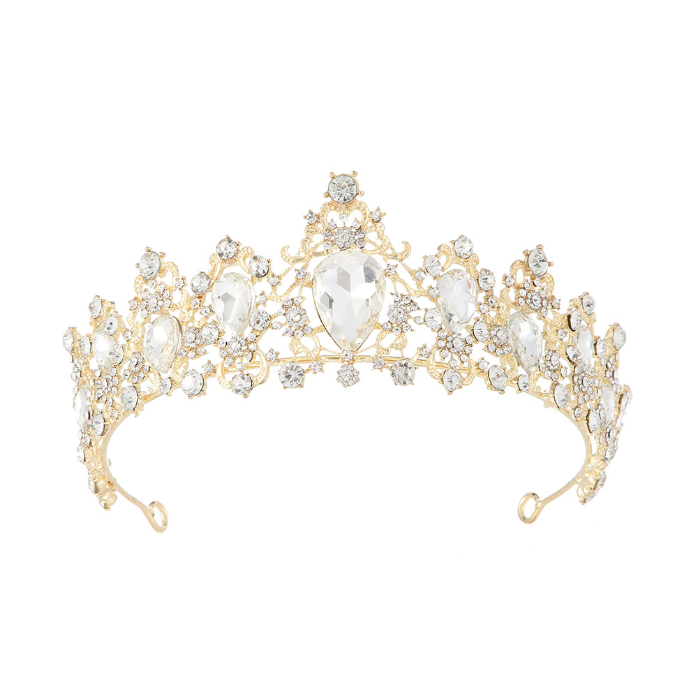 Cross-border European-style bride crown headwear, luxurious and elegant, full diamond hair band, crown wedding dress, crown headband full figure