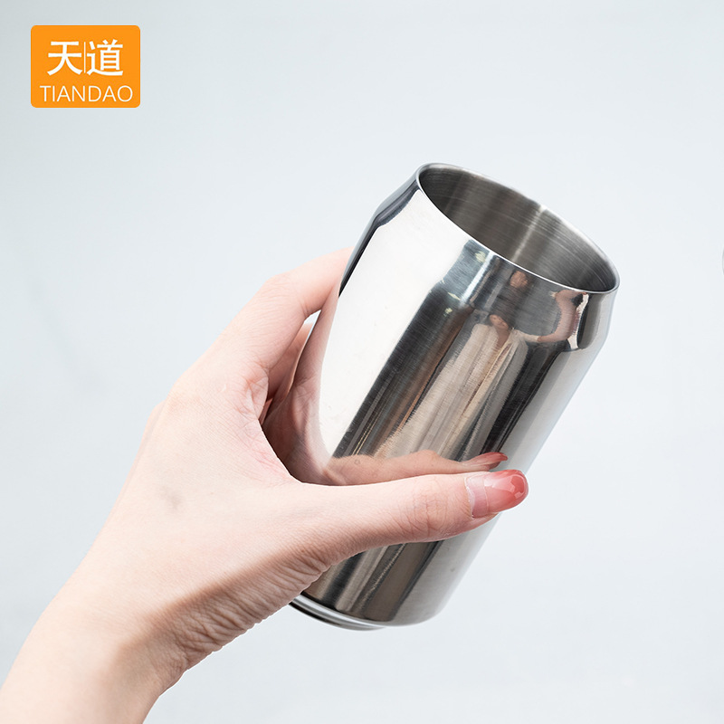 Durable thickened stainless steel double-layer insulated cup, household drinking cup, heat-insulating, anti-scald, long-lasting cold and heat preservation water cup full figure