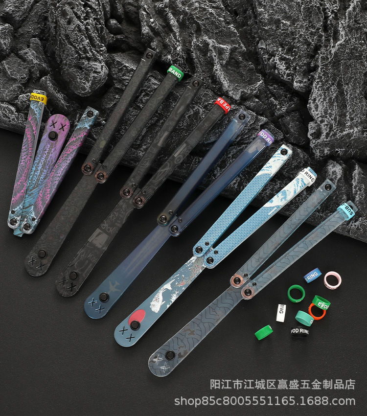 Halloween butterfly knife gift, Yapi Workshop, swinging knife, fancy plastic knife training, folding knife squid, safe and transparent details Picture