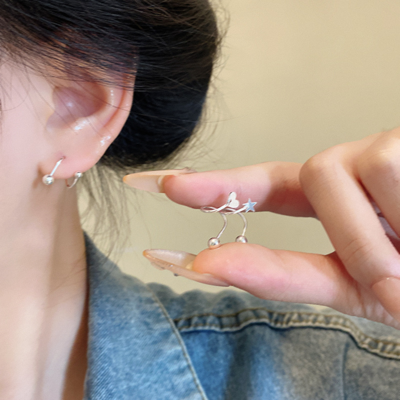 Simple ear piercing care, no need to remove star-shaped ear studs when sleeping, a unique and high-end look for women, plain screw ear rings, and popular earrings details Picture