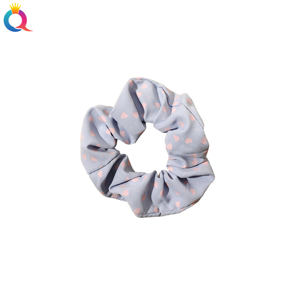 Qiyue Korean Version Spring Color Cherry Heart Large Intestine Hair Band Macaron color Versatile large Intestine Hair Band elegant hair decoration Item Picture