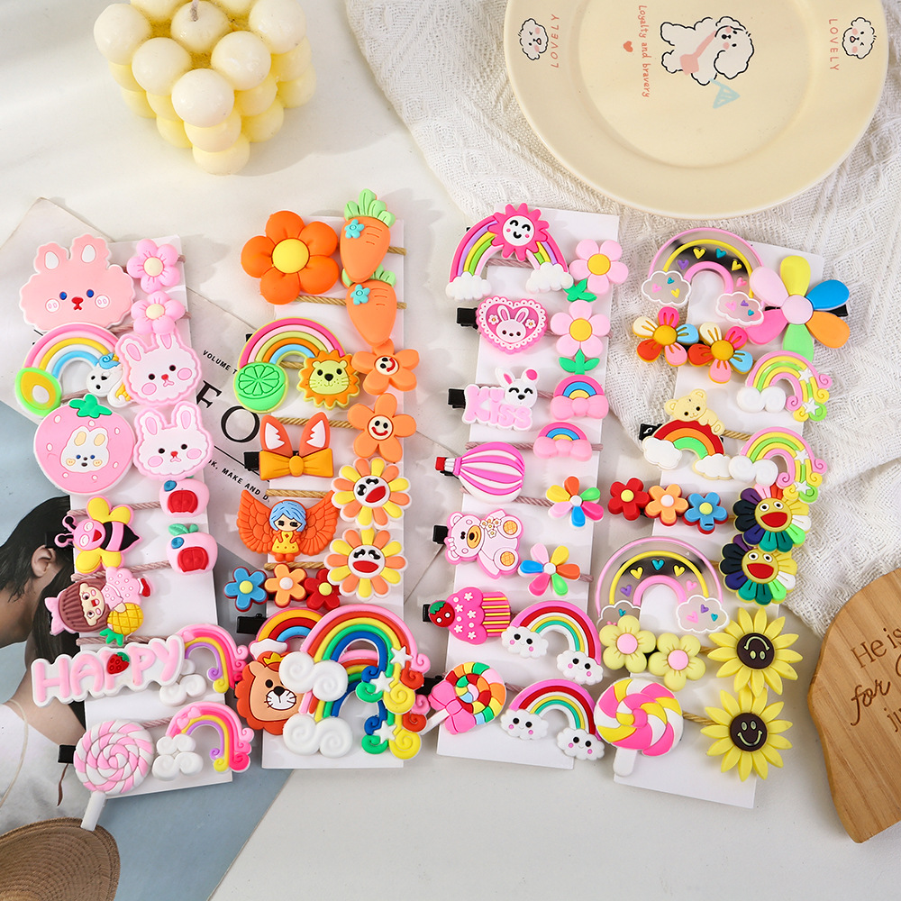 Wholesale of Korean children's hair clips, cartoon hair accessory sets, cute hair clips, handcrafted dopamine girls' headwear details Picture
