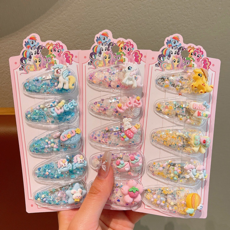 Children's Little Pony sand clips, cute girl hair clips, student bangs, broken hair clips, bb clips, sweet girl hair clips details Picture
