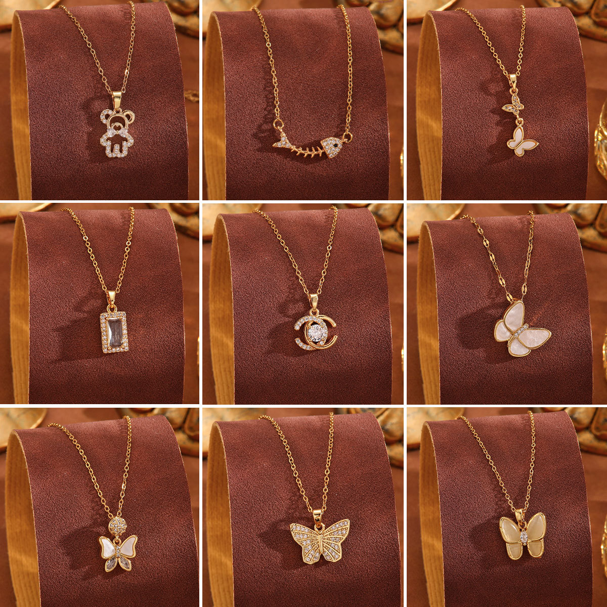 The new exquisite and fashionable Korean version copper-inlaid zircon pendant is a versatile stainless steel necklace and collarbone chain accessory for commuting full figure