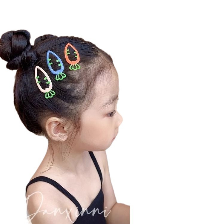2024 New Children's cute carrot hair clips, bb clips for girls, side bangs clips for girls, and broken hair clips at the back of the head Item Picture