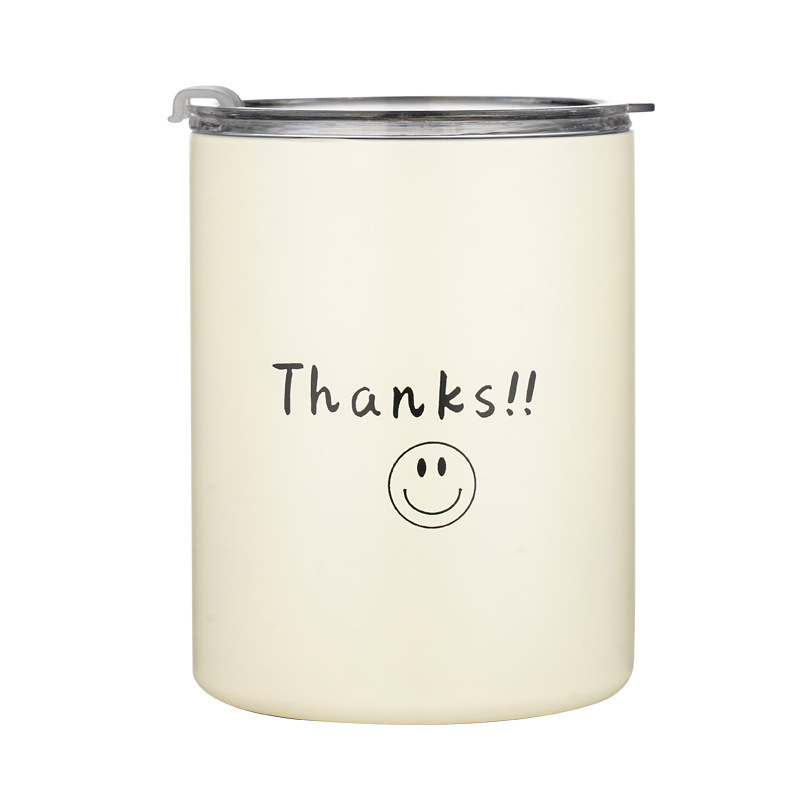 Popular insulated cup, Nordic industrial style, ins simple coffee cup, office couple gift, stainless steel straw cup Item Picture
