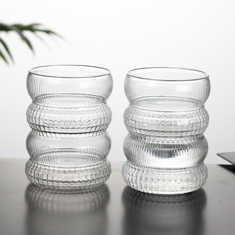 Creative glass cups, high borosilicate large-capacity juice green tea cups, home cute caterpillar whisky glass cups full figure