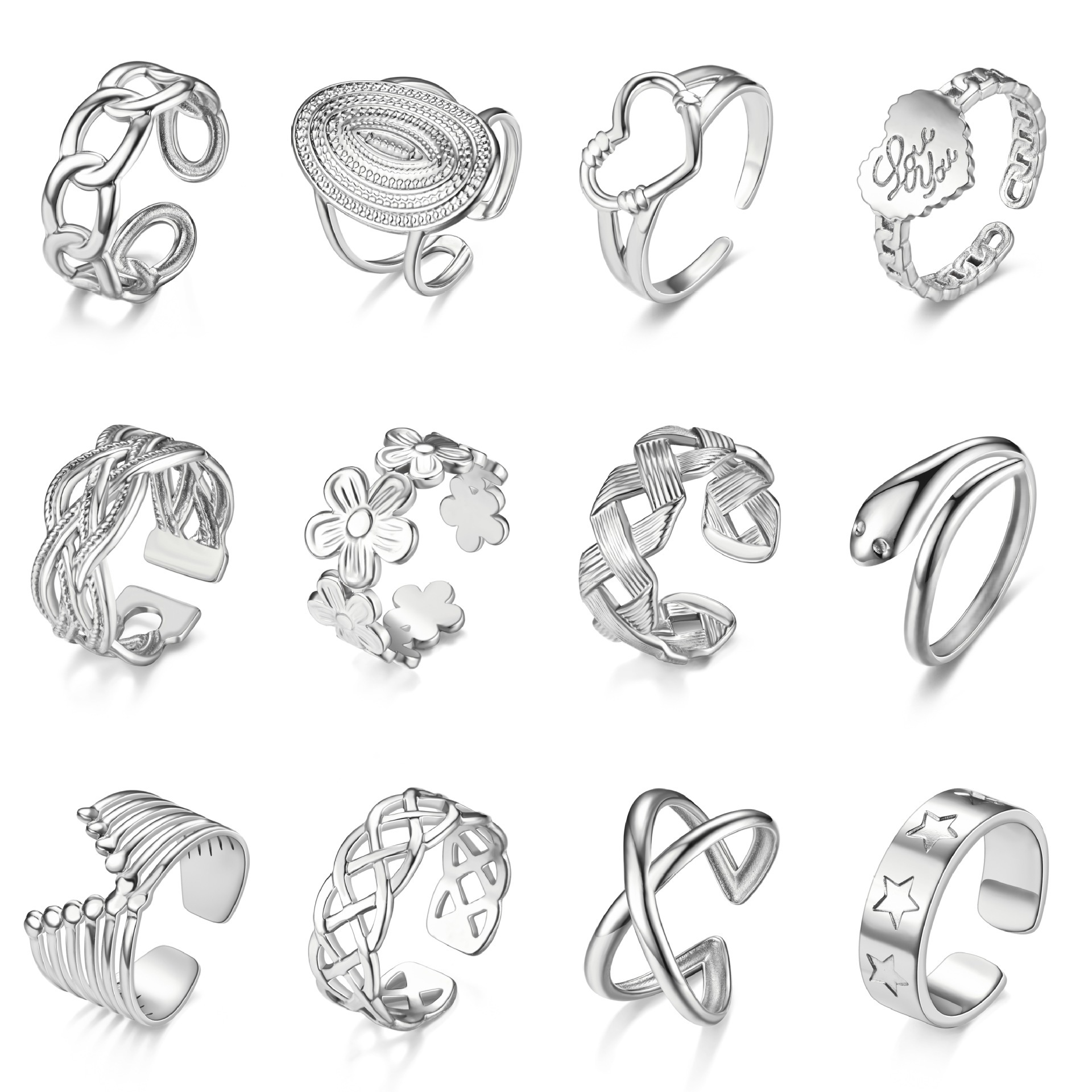 Titanium steel Bohemian-style ring for women, geometric woven anti-allergy, cross-border bestseller, minimalist and niche design wholesale details Picture