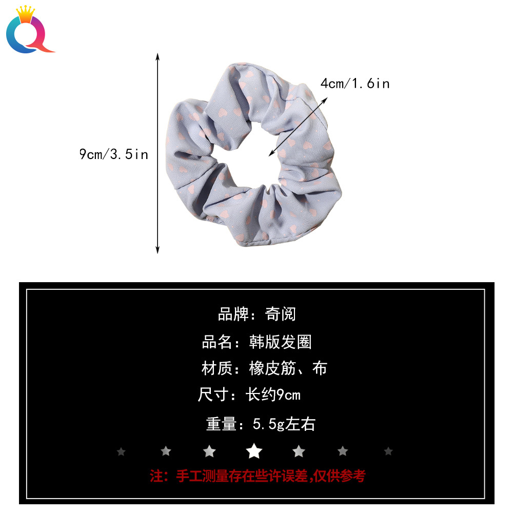 Qiyue Korean Version Spring Color Cherry Heart Large Intestine Hair Band Macaron color Versatile large Intestine Hair Band elegant hair decoration Application Scenario