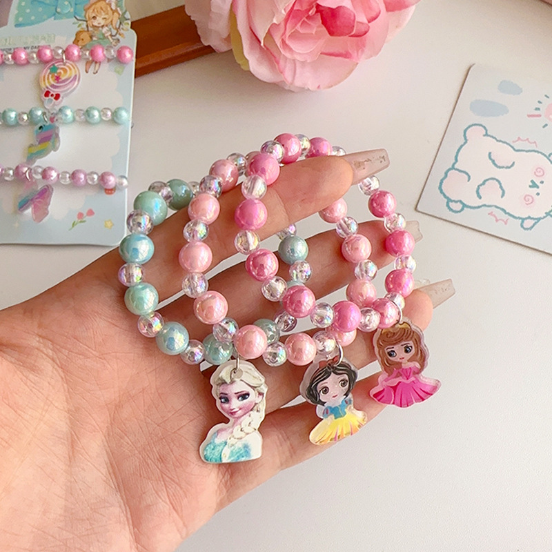 Children's bracelet and jewelry set, cute cartoon beaded bracelet, ice princess bracelet, birthday gift for little girls Specification drawing