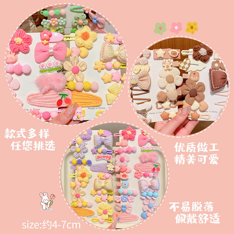 New cute bow flower hair clips for children, side bangs for girls, broken hair clips, baby hair accessories and headwear Specification drawing