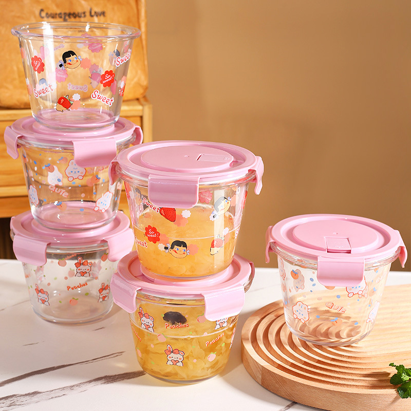 【 Foam packaging 】 Soup bowl, glass lunch box, microwave-safe, office worker with lid, sealed food storage box, portable and leak-proof Specification drawing
