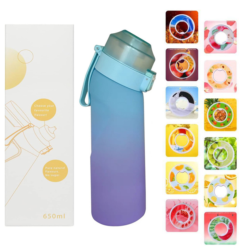 Cross-border bestseller creative 0-sugar 0-calorie gradient color playful cup, sports straw scented cup, bouncy fruit-flavored cup with 12 flavors Specification drawing