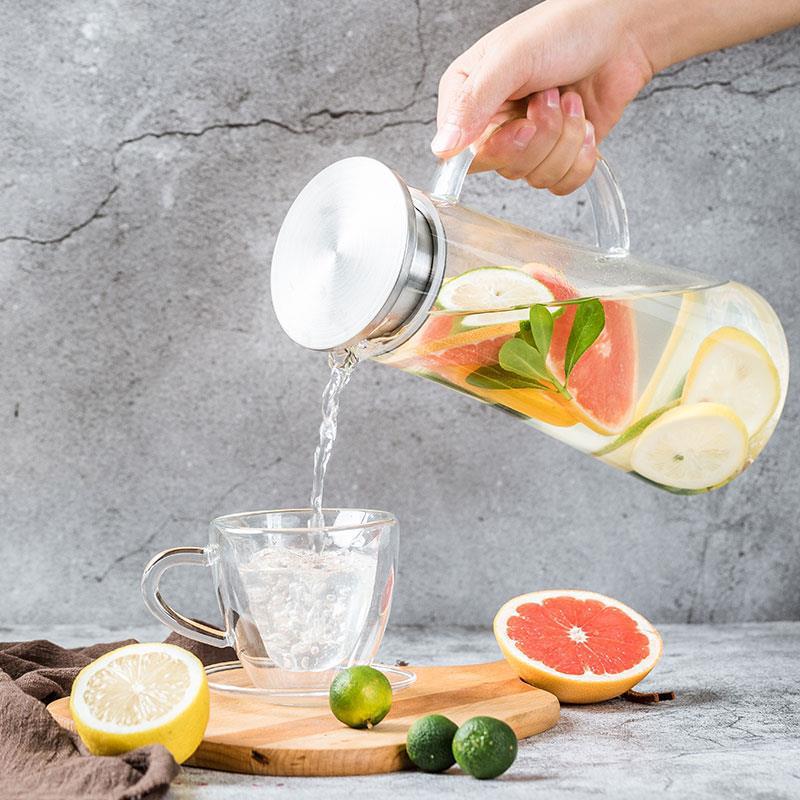Thickened glass cold water kettle, large-capacity summer juice lemon cup, explosion-proof and high-temperature resistant large cold boiled water kettle Application Scenario