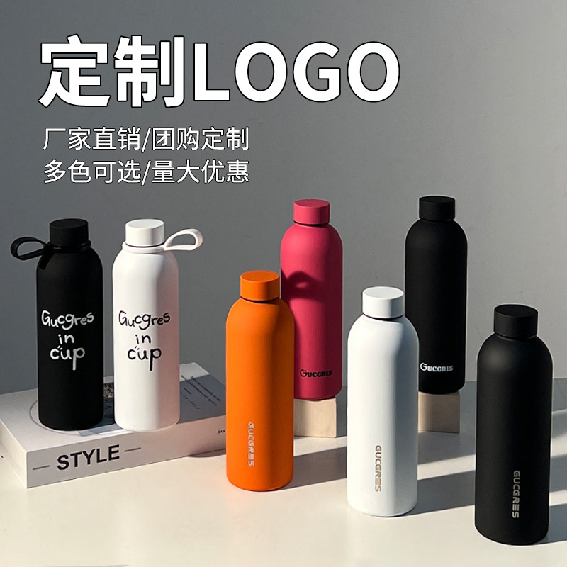 Cross-border household 304 stainless steel water cup, American-style portable large-capacity sports water bottle, simple small-mouthed bottle, insulated cup details Picture