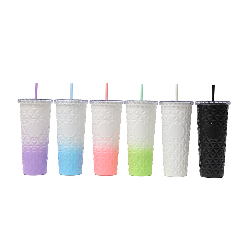 Cross-border factory direct supply 304 stainless steel straw cup, high appearance level women's water cup, gift style, portable heat and cold preservation cup details Picture