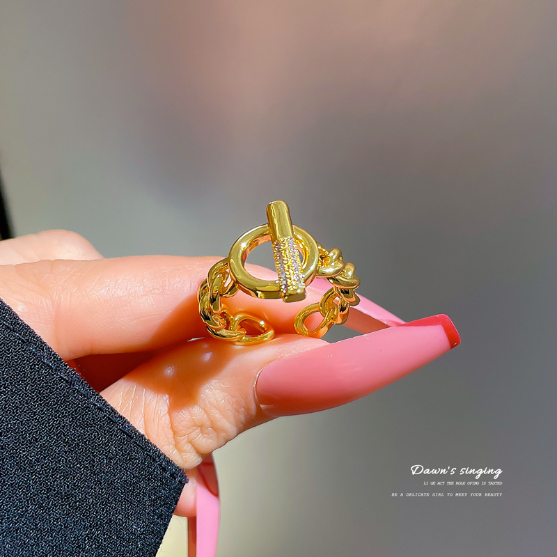 【 Real Gold 】 Couple rings, women's Instagram trendy and fashionable plain ring, adjustable open ring, cool and unique ot ring details Picture