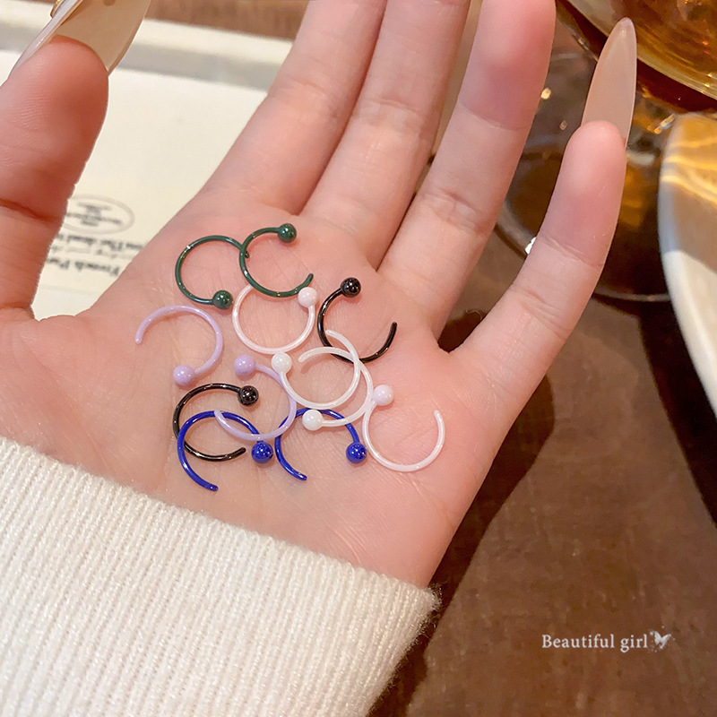 Colorful ceramic ear piercings, ear hooks, teardrop U-shaped earrings, no need to remove them while sleeping, bio-ceramic ear sticks, simple and sweet earrings full figure