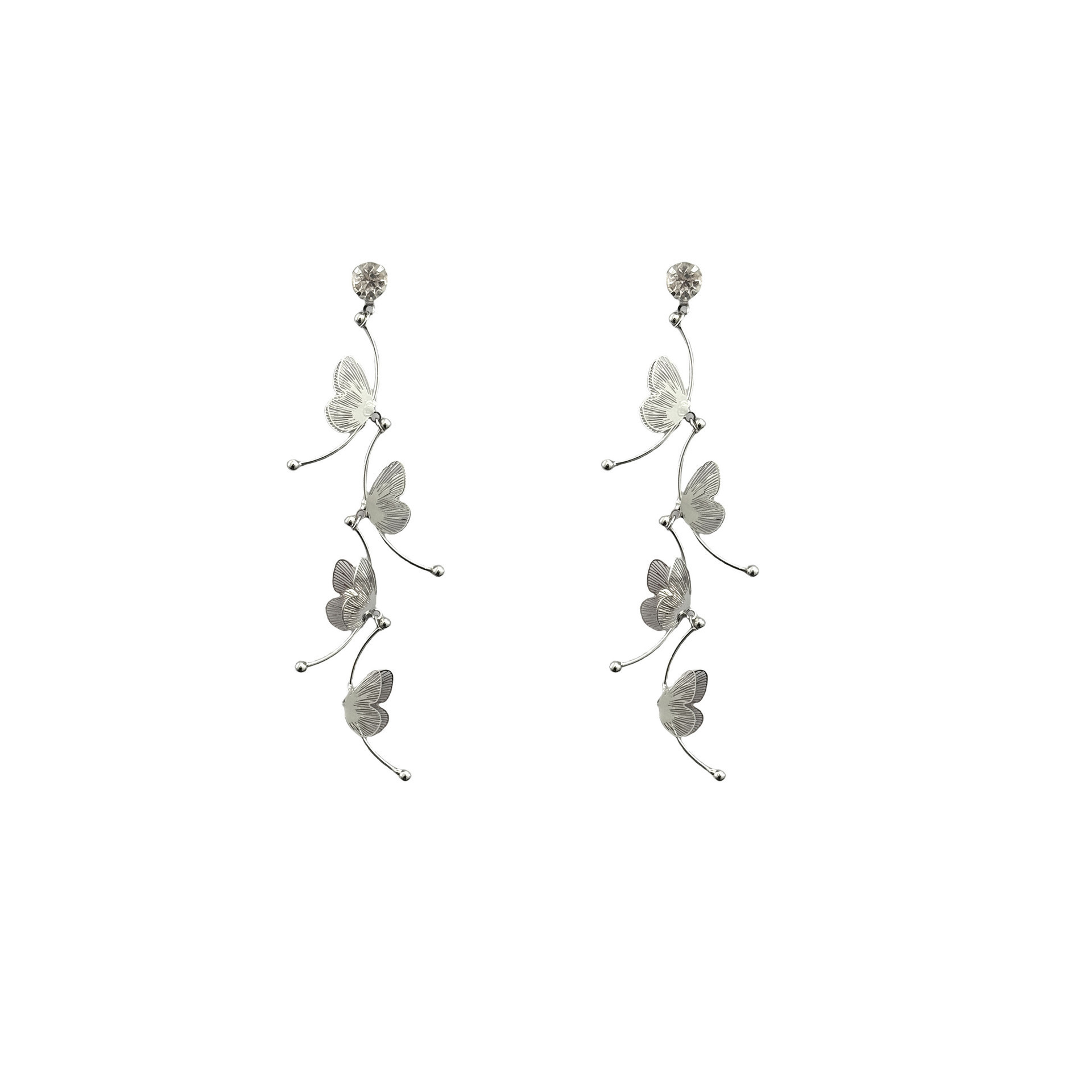 Long, ethereal, hollowed-out butterfly earrings with a light luxury, niche and high-end feel, tassel stud earrings, a versatile Korean-style ear accessory Item Picture