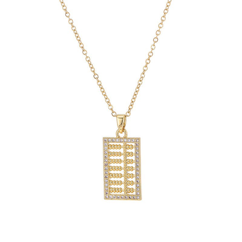 The zircon gourd abacus necklace of the same style as Xiaohongshu, with a unique and light luxury feel for women, is a real gold electroplated and slightly inlaid collarbone chain accessory Item Picture
