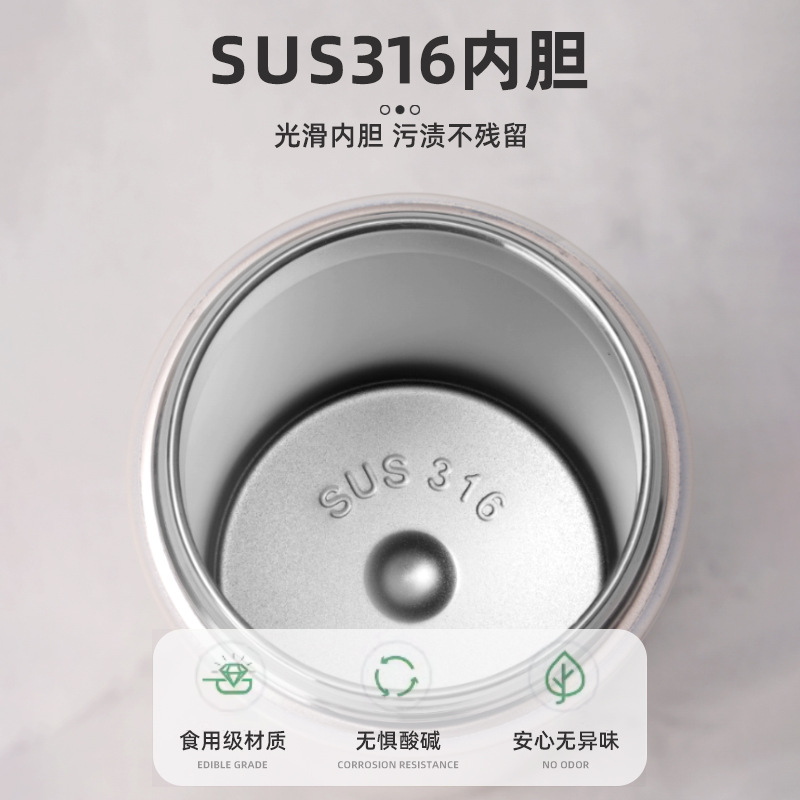 One-click pop-up cap 316 stainless steel insulated cup, outdoor portable double-pop-up cap straw cup, simple girls' water cup wholesale details Picture