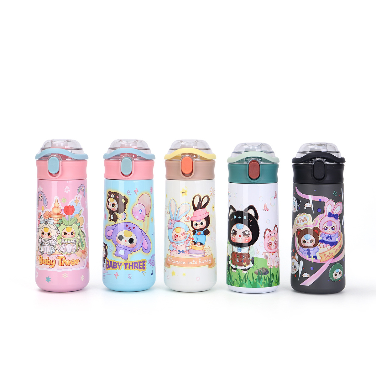 New 304 stainless steel cartoon pea cup, outdoor portable handle insulated cup, double-layer vacuum gift water cup Item Picture
