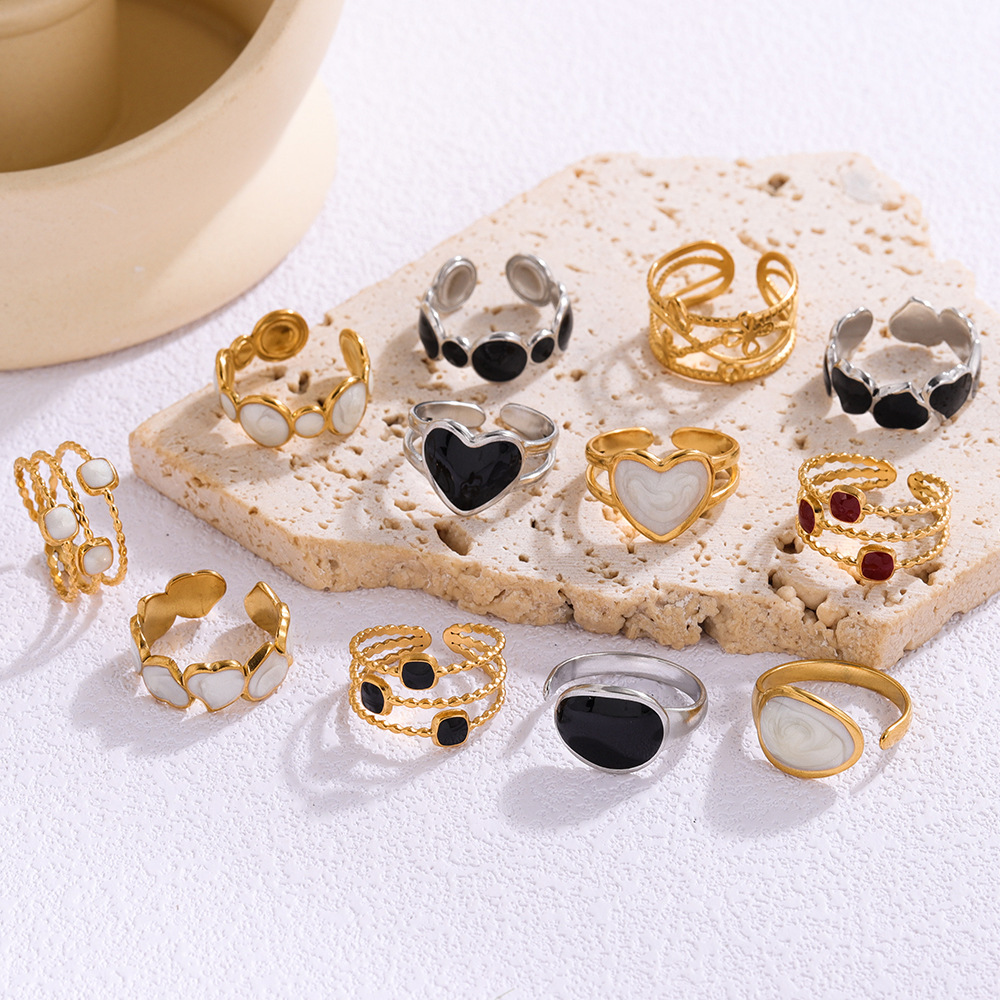 European and American cross-border oil-dripping open titanium steel ring for women, simple ins style, high-end and luxurious, gold-plated stainless steel ring Application Scenario