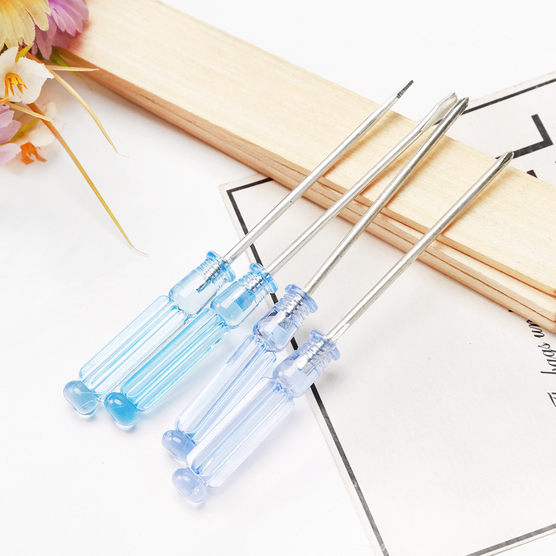 Wholesale of small screwdrivers, crystal screwdrivers, transparent cross notebook screwdrivers, 3*75mm mini screwdrivers full figure