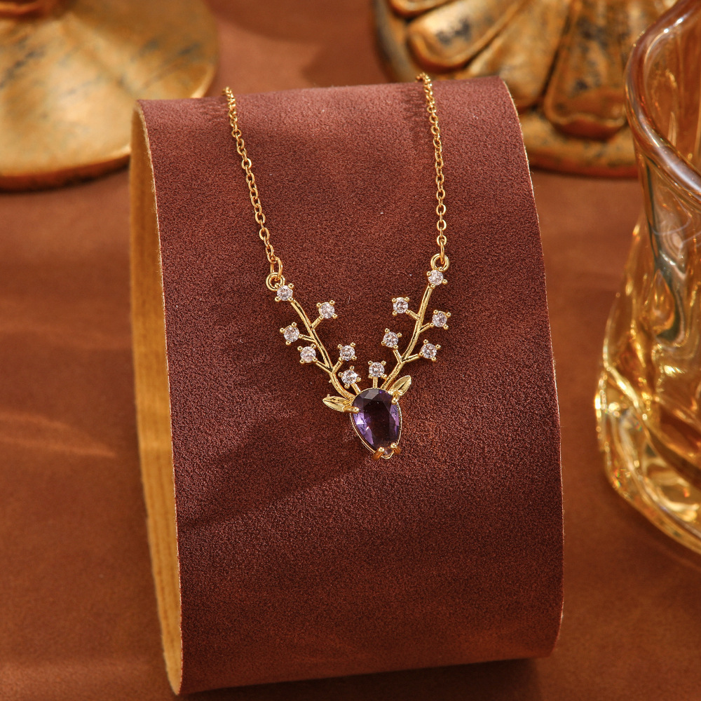 Cross-border Korean version copper micro-inlaid colored zircon Daisy pendant necklace, a women's personalized, light luxury and high-end collarbone chain accessory Specification drawing