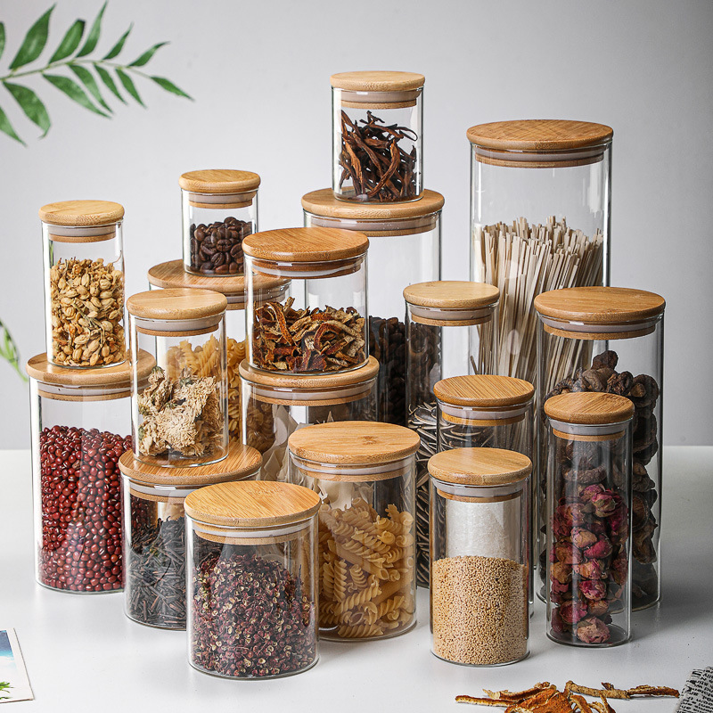 Wholesale household food-grade glass sealed jars with LIDS, large kitchen grain storage jars details Picture