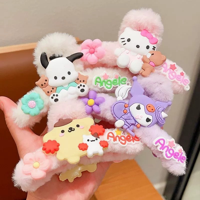 Cartoon Sanrio plush large grab clip, cute children's hair clip, back of the head updo shark clip, popular hair accessory for women full figure